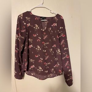 Forever 21 long sleeve maroon floral blouse